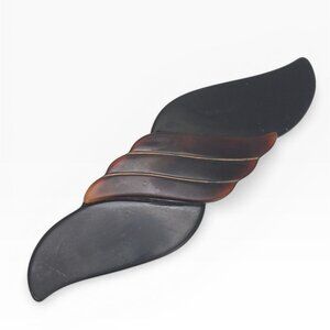 Vintage French Barrette Tortoise Shell Look Wide Hair Clip 4.5" Brown Black